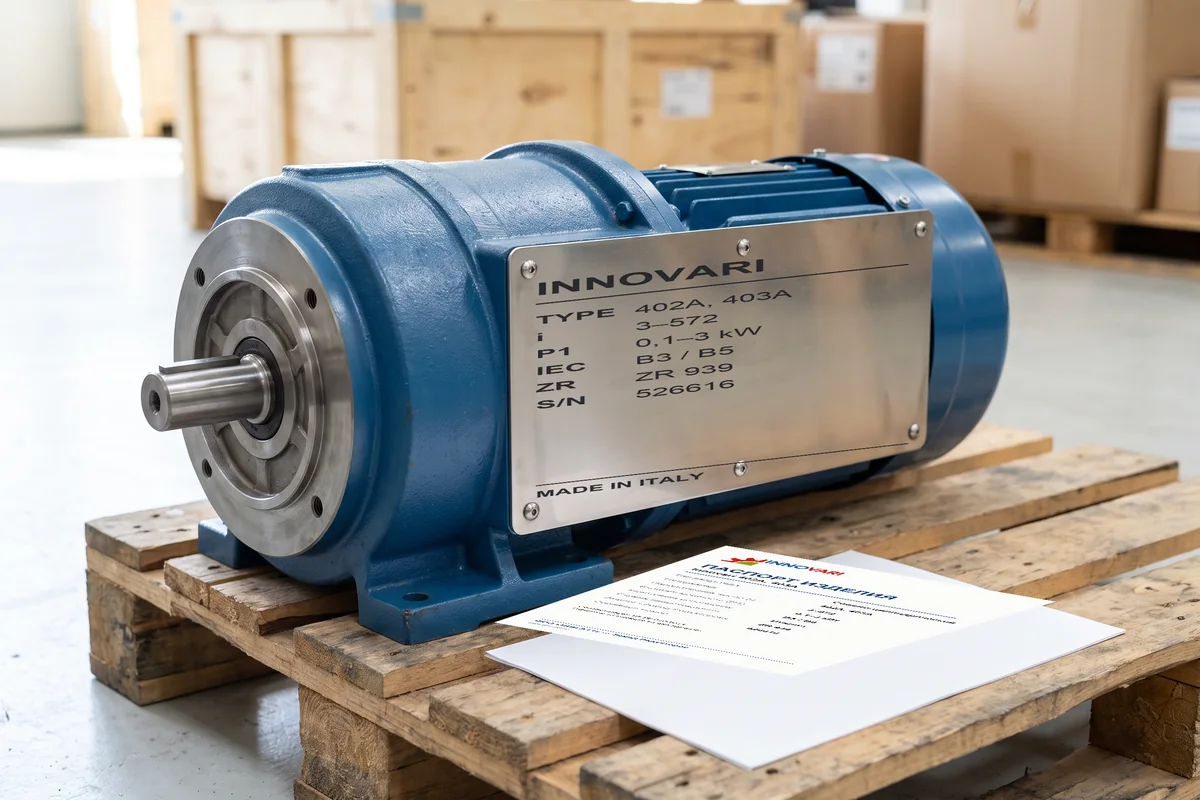 Innovari 701C — соосно-цилиндрический мотор-редуктор, вид сбоку на корпус